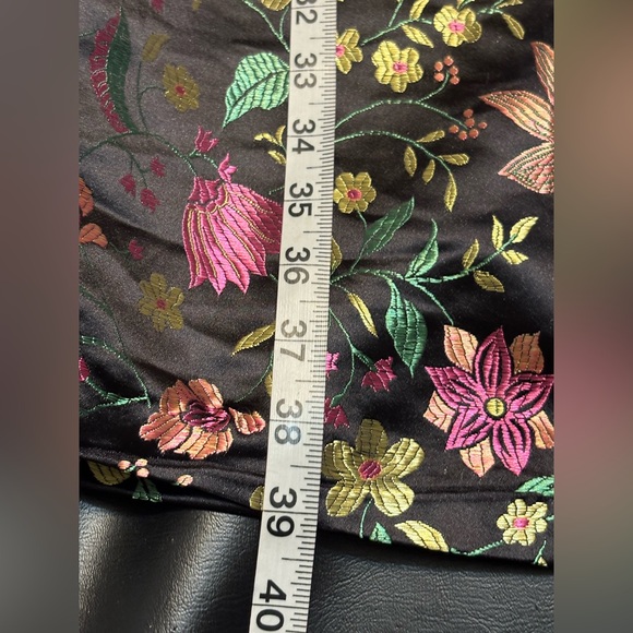 Lulus Make A Move Dress, Size Large, Satin Floral Jacquard Strapless Midi Black - Picture 16 of 16